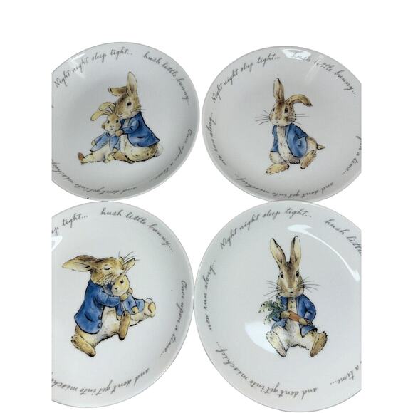 Beatrix Potter PETER RABBIT Easter Bunny Porcelain Appetizer Plates (4) New - Picture 6 of 11